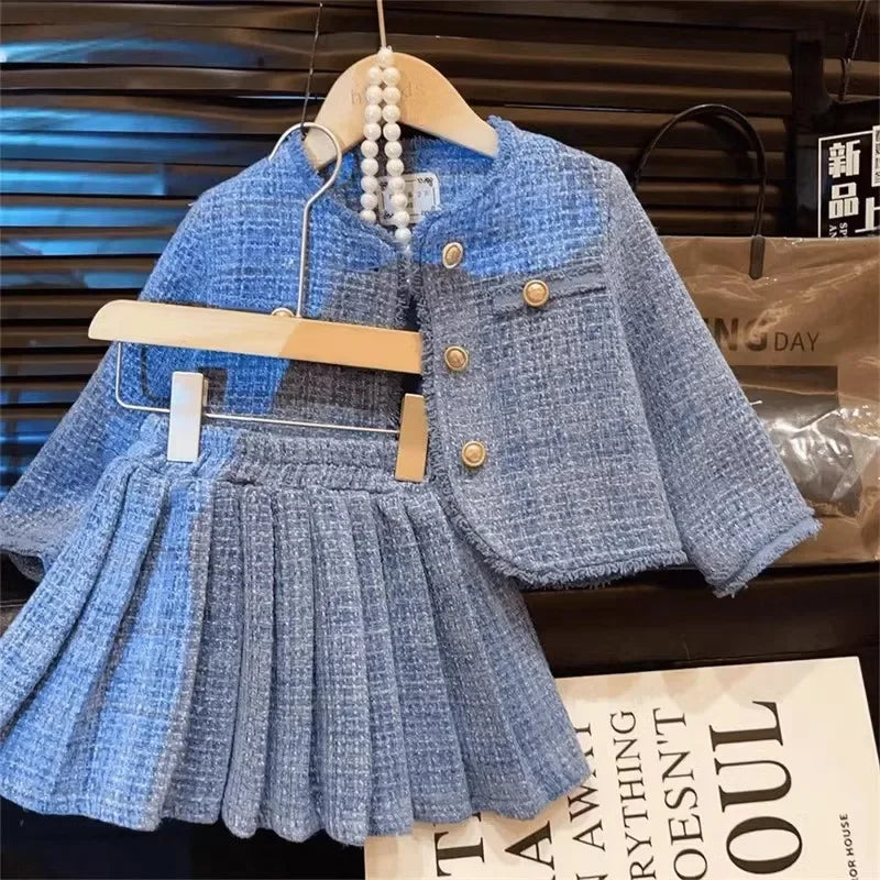 Ensemble Chic Fille 2 Pièces – Veste + Jupe | Style Princesse Élégant | Automne & Printemps 2025