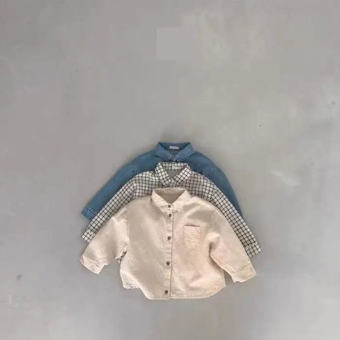 2025 Chemise Bébé Unisexe à Manches Longues – Style Classique & Confort (6 mois à 3 ans