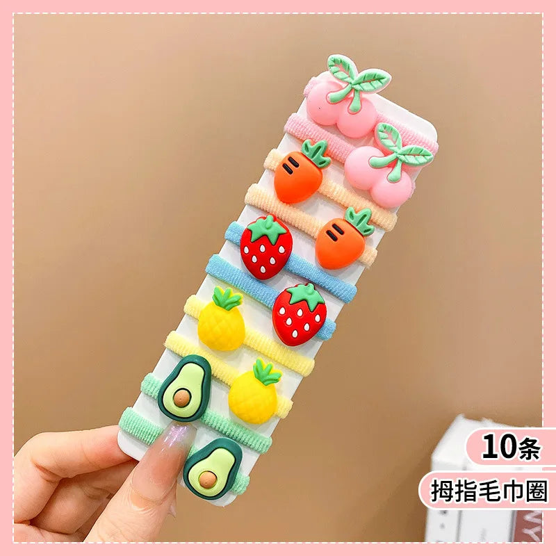 Lot de 10 Élastiques Cheveux Enfant – Colorés, Élastiques et Accessoires Mignons pour Filles