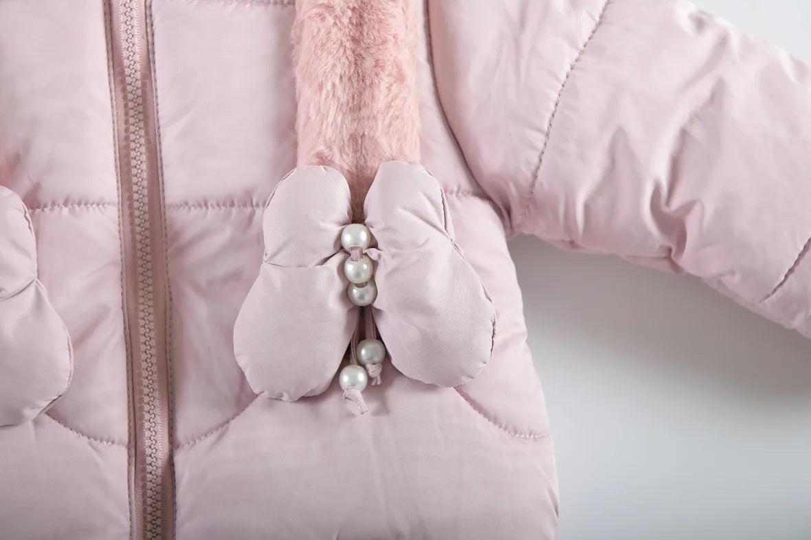Veste Hiver Bébé Fille 1-4 Ans - Manteau Chaud à Capuche Papillon