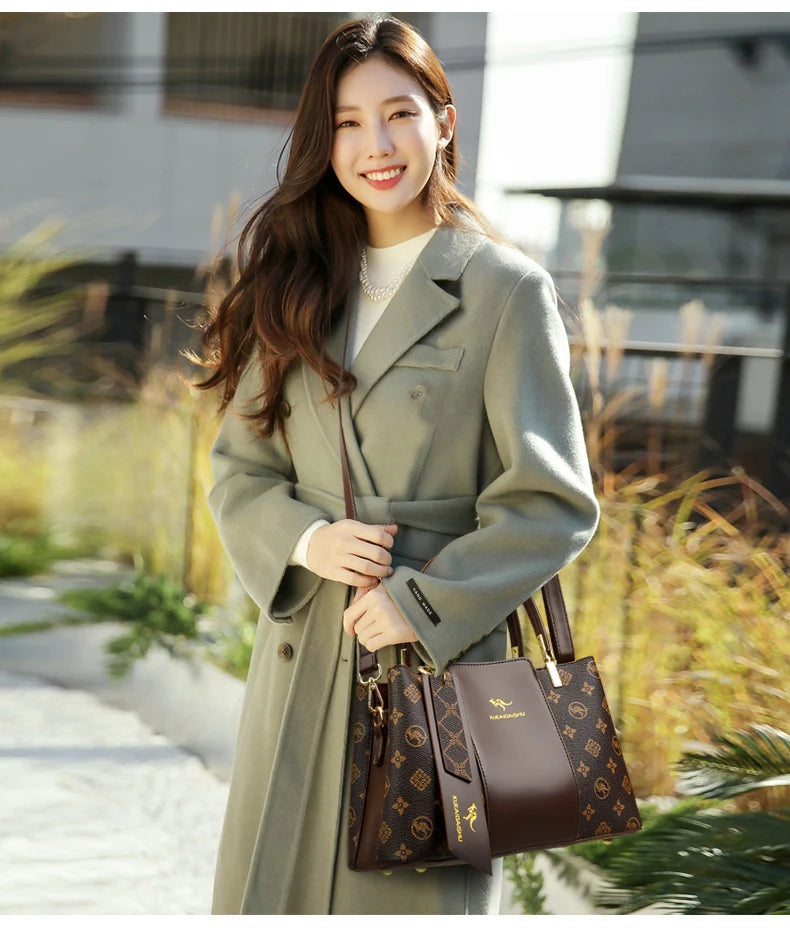 Sac à Main Femme Grande Capacité - Cuir Souple Imprimé Bandoulière Crossbody