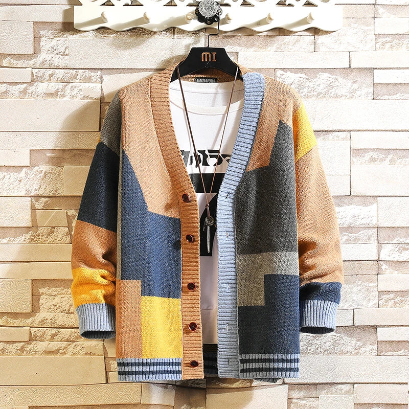 Cardigan Vintage Multicolore - Pull Laine Streetwear Automne Hiver Mixte