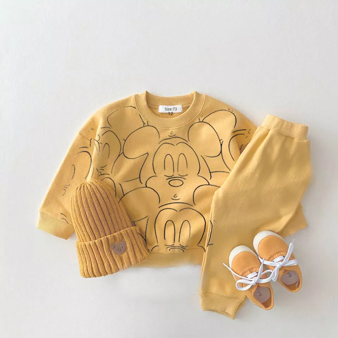 Ensemble Bébé 2 Pièces – Sweat + Pantalon Motif Cartoon (1-3 ans)