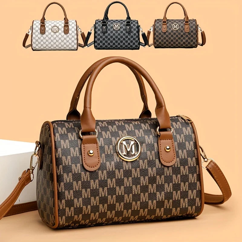 Sac à Main Femme Petit avec Logo M Doré - Bandoulière Crossbody Cuir Synthétique