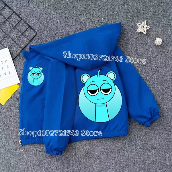 Veste Imperméable Sprunki Enfant - Coupe-Vent Cartoon Automne Hiver