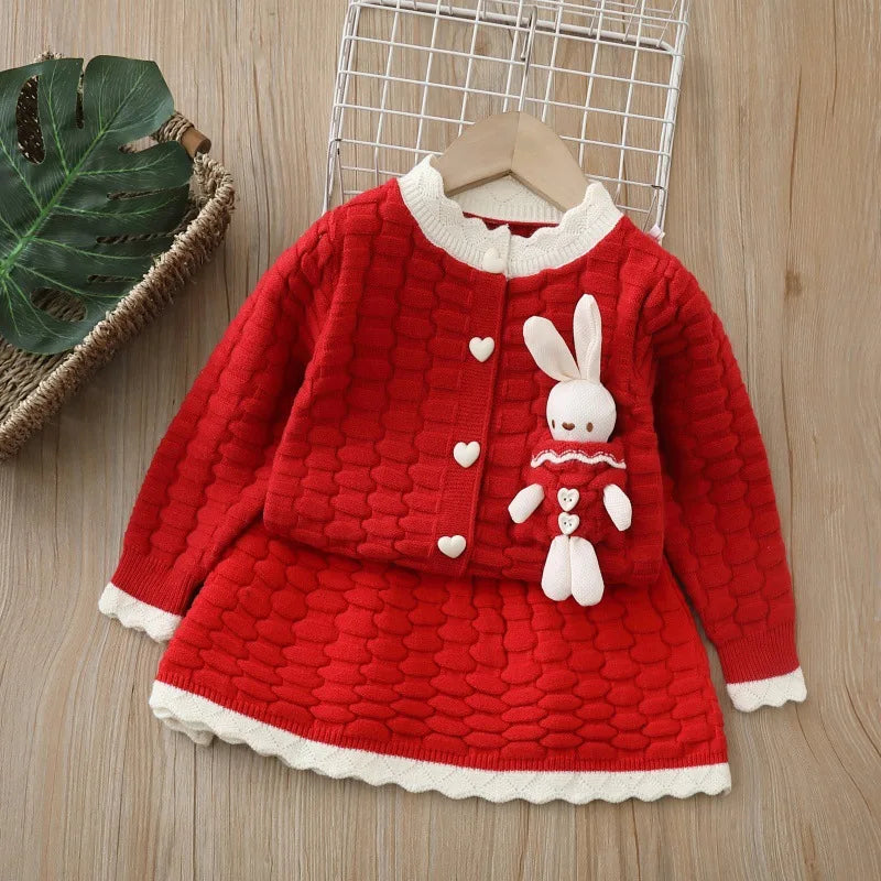 Ensemble Fille 2 Pièces – Pull Tricoté & Jupe Plissée | Automne / Hiver 🎀