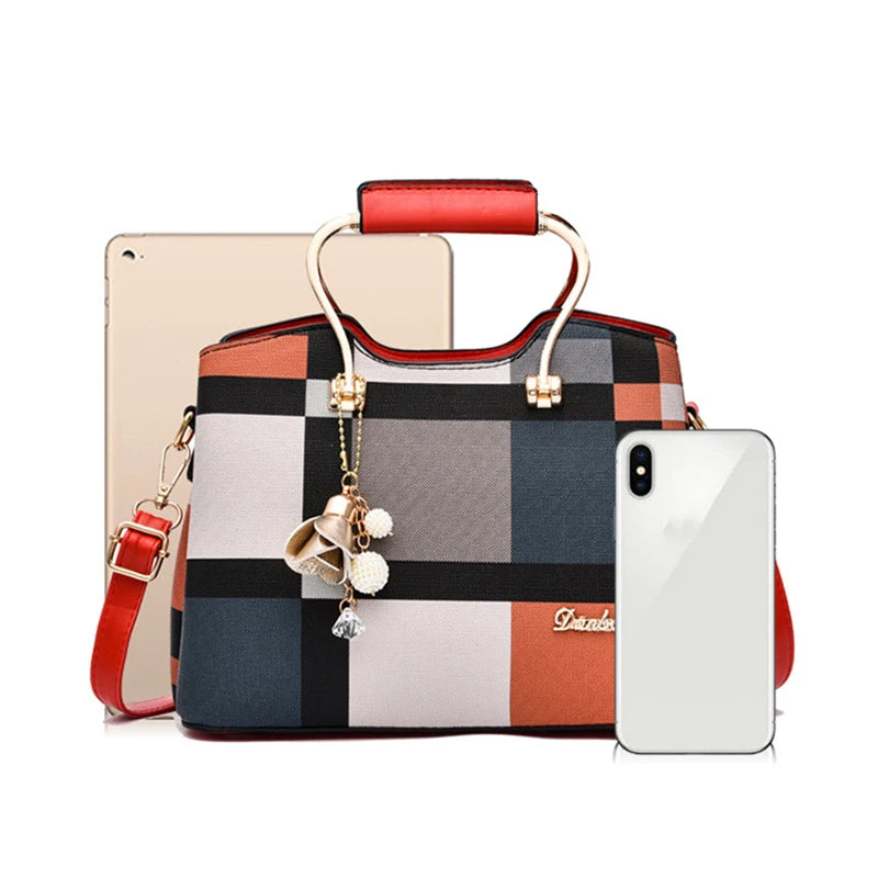 Sac Messenger Femme Cuir PU Vintage - Bandoulière Crossbody à Carreaux