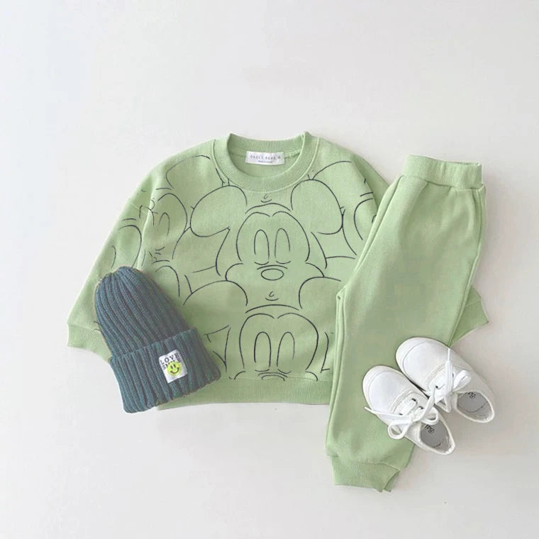Ensemble Bébé 2 Pièces – Sweat + Pantalon Motif Cartoon (1-3 ans)