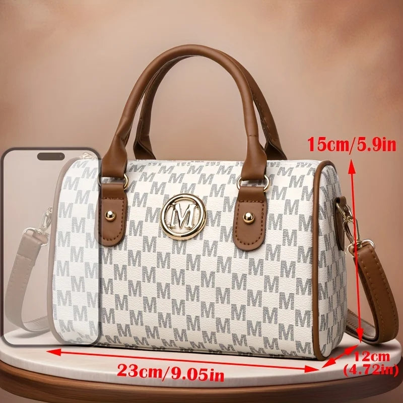 Sac à Main Femme Petit avec Logo M Doré - Bandoulière Crossbody Cuir Synthétique