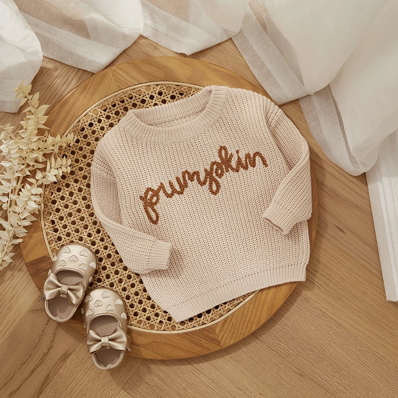 Pull Tricoté Bébé & Enfant – Automne/Hiver – Style Citrouille 🎃 Confort & Douceur