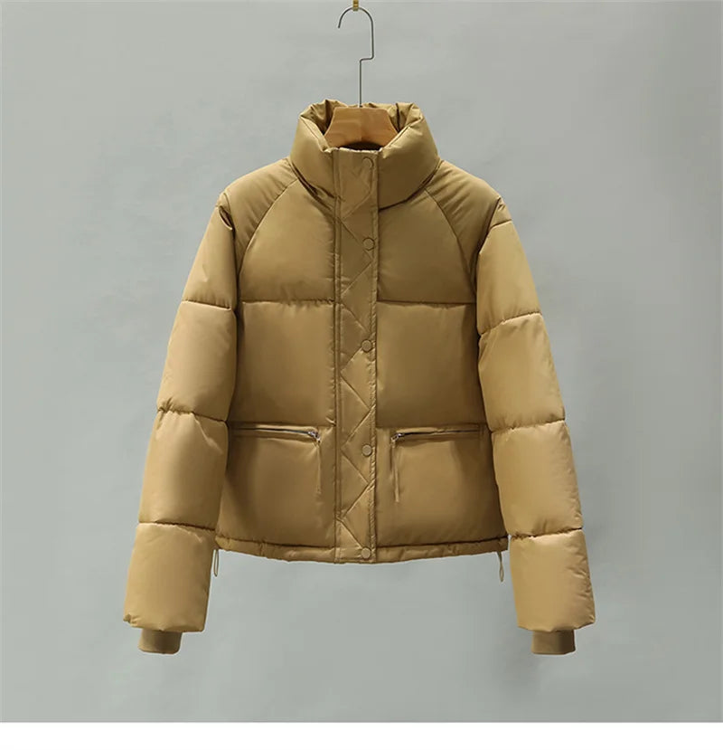 Manteau d'Hiver Femme Matelassé 2025 - Parka Courte Col Montant Chaud