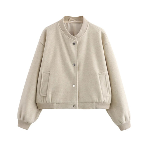 Veste Bomber Femme 2025 – Coupe Courte Tendance, Coloris Beige ou Noir