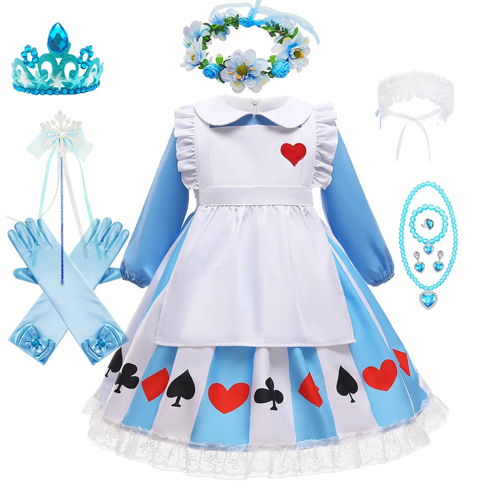 Robe Fille Pamabibi à Col Claudine – Manches Longues, Motif Imprimé, Style Original