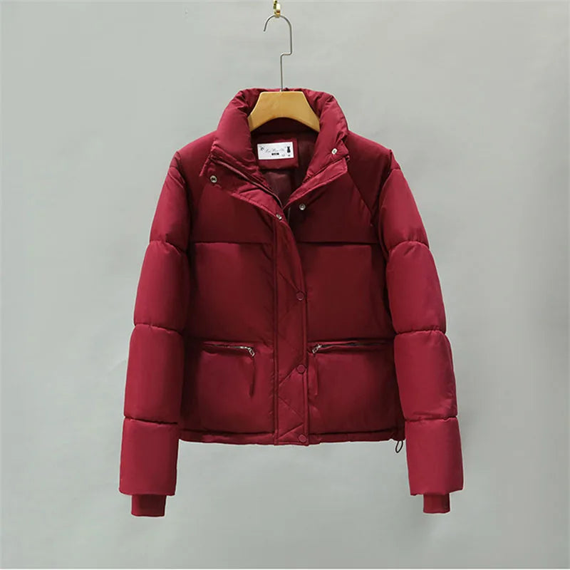 Manteau d'Hiver Femme Matelassé 2025 - Parka Courte Col Montant Chaud