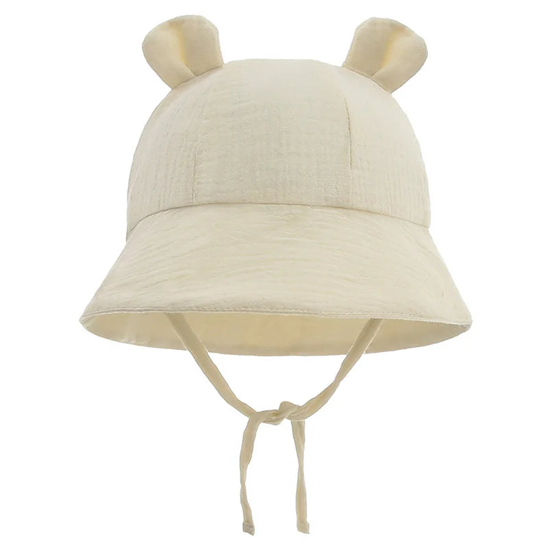 Chapeau Bébé en Coton – Casquette Bob avec Oreilles 🐻 | Protection Soleil – 3 à 12 mois