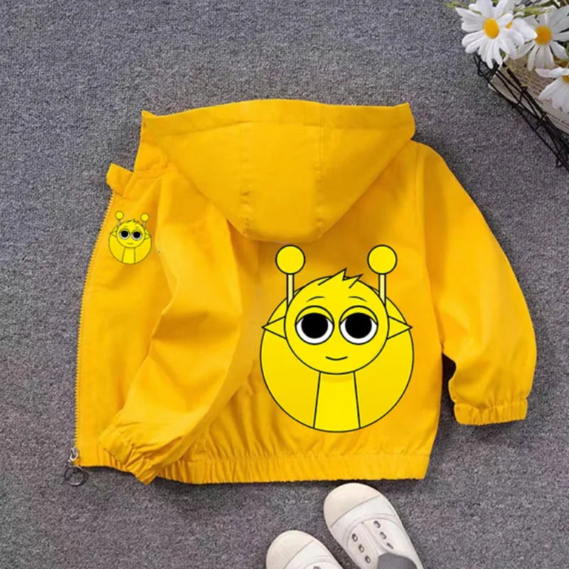 Veste Imperméable Sprunki Enfant - Coupe-Vent Cartoon Automne Hiver