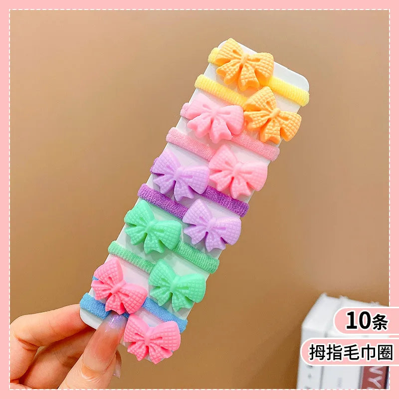 Lot de 10 Élastiques Cheveux Enfant – Colorés, Élastiques et Accessoires Mignons pour Filles