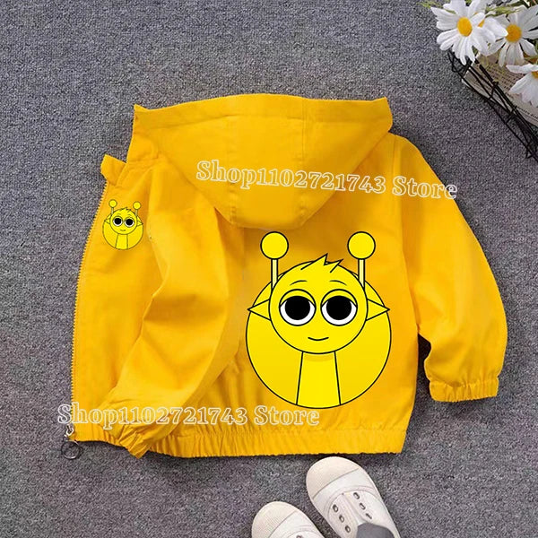 Veste Imperméable Sprunki Enfant - Coupe-Vent Cartoon Automne Hiver