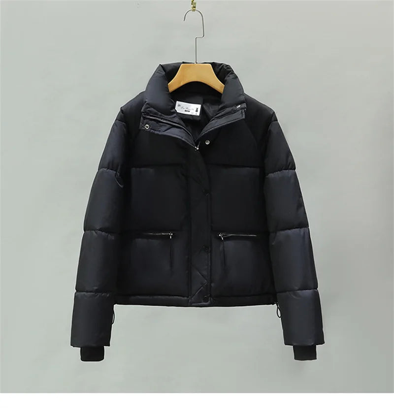 Manteau d'Hiver Femme Matelassé 2025 - Parka Courte Col Montant Chaud