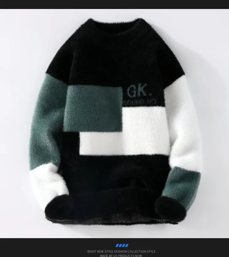 Pulls hommes 2025 Motif de lettres d’hiver Pull épais pour hommes Pulls de jeunes étudiants automne Pulls en laine pour hommes pleine taille S-3XL