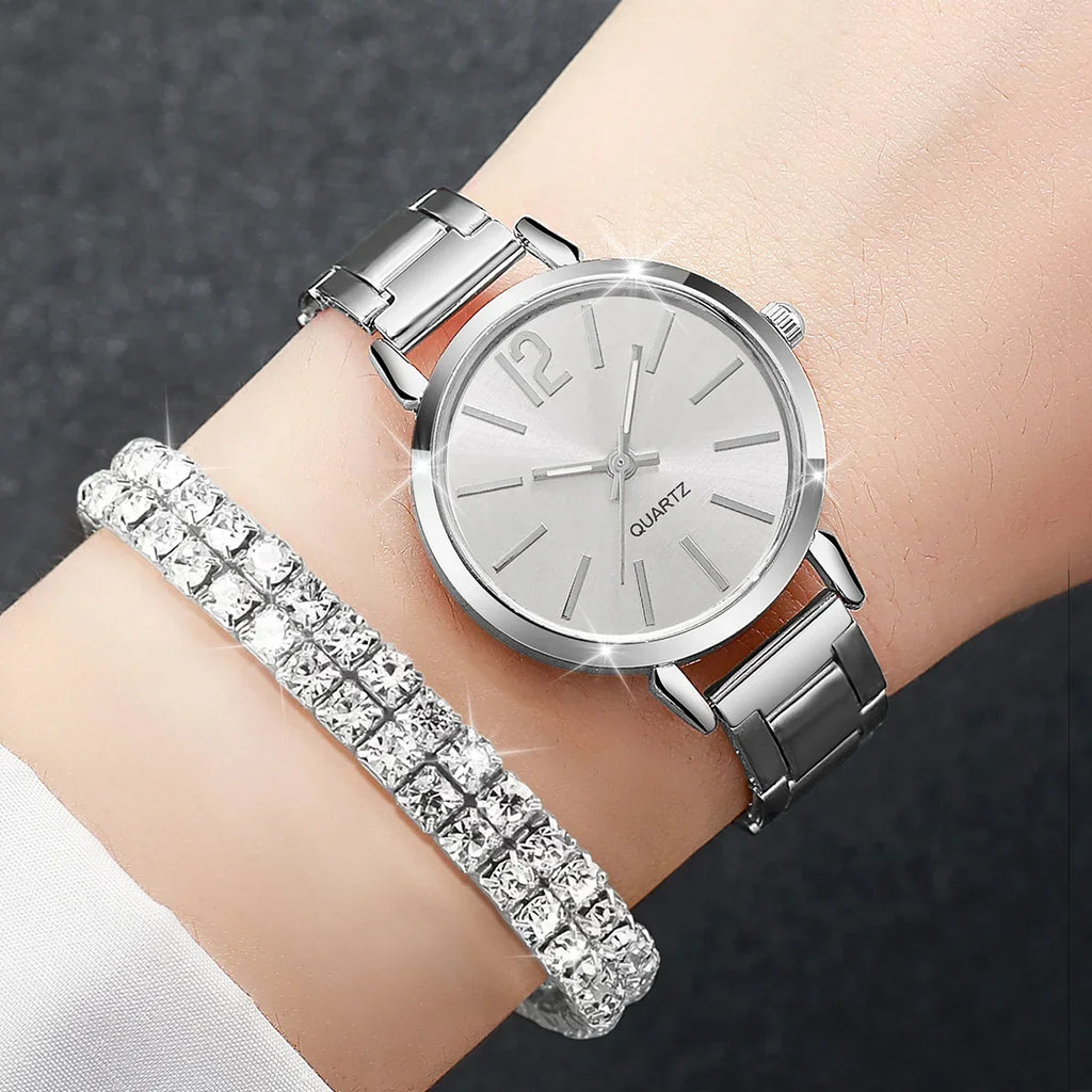 Lot de 6 Montres Femme Élégantes avec Bracelets Strass - Acier Inoxydable