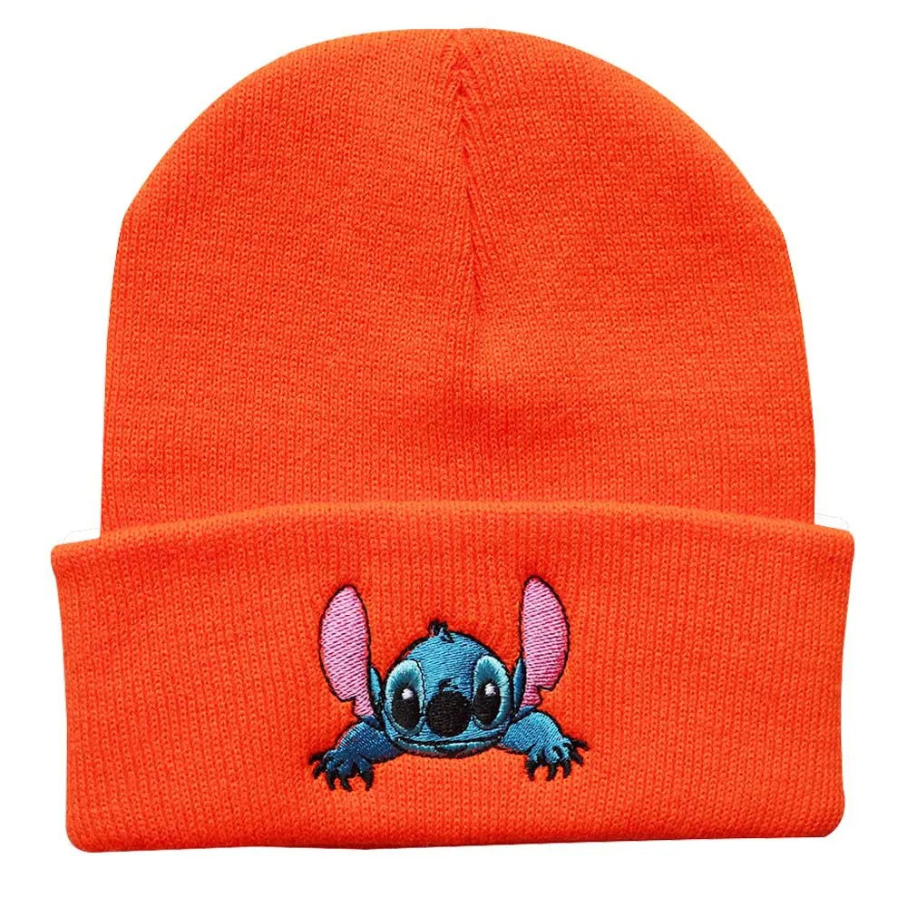 New Stitch Men Women Hat Fall Winter Trend Cartoon Woolen Hat Embroidery Student Knitted Hat Thermal Pullover Hat Children Gift