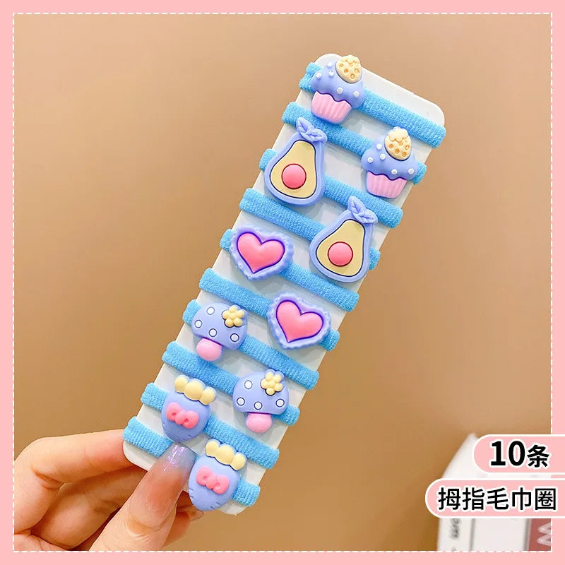 Lot de 10 Élastiques Cheveux Enfant – Colorés, Élastiques et Accessoires Mignons pour Filles