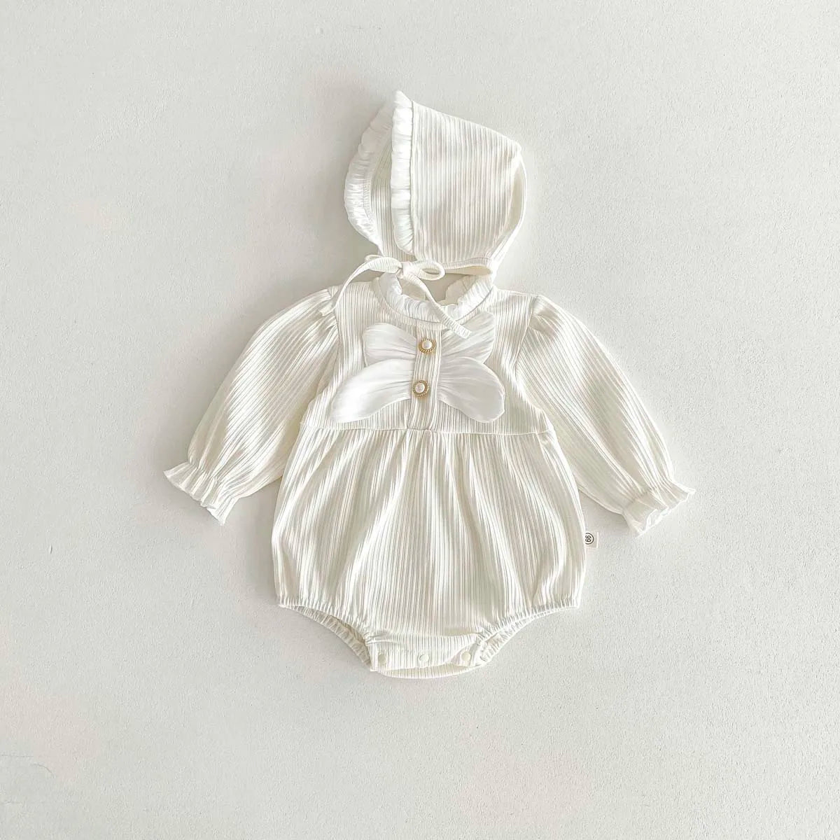 Barboteuse Bébé avec Chapeau & Grand Nœud – Tenue Mignonne pour Filles (0-24 mois)