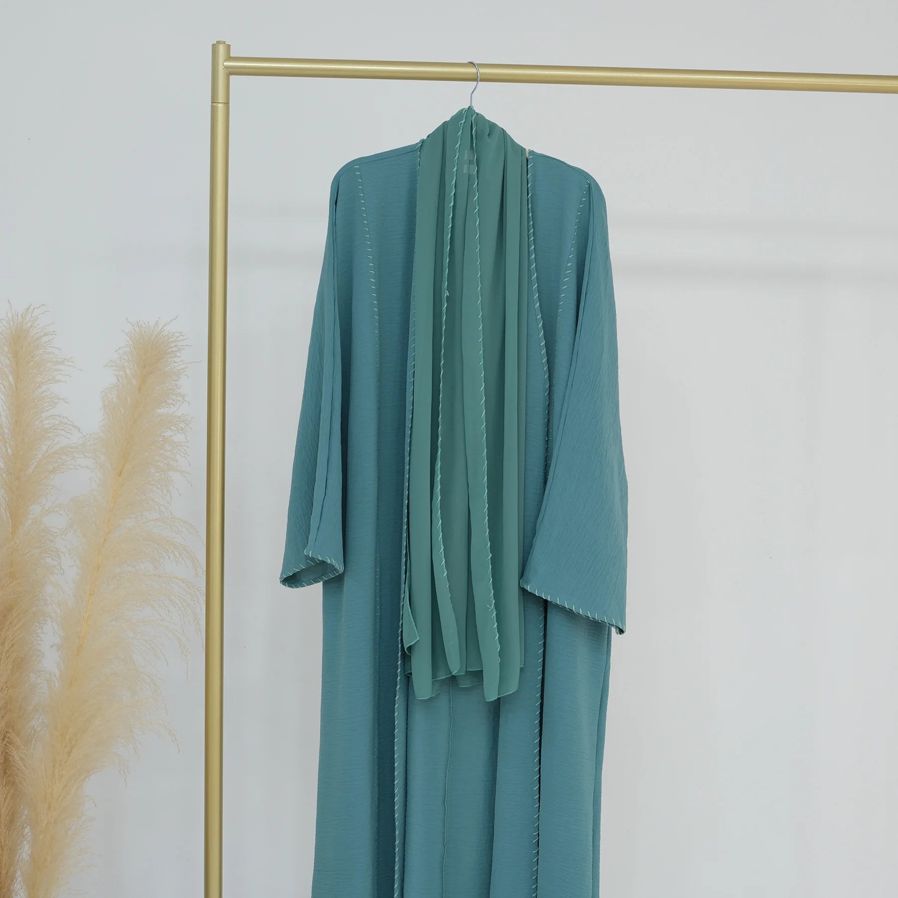 Abaya Femme Musulmane 2 Pièces avec Hijab - Robe Longue Élégante + Cardigan pour Ramadan, Eid et Occasions Spéciales