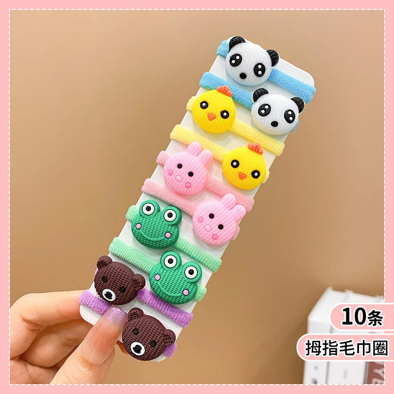 Lot de 10 Élastiques Cheveux Enfant – Colorés, Élastiques et Accessoires Mignons pour Filles