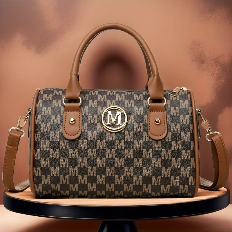 Sac à Main Femme Petit avec Logo M Doré - Bandoulière Crossbody Cuir Synthétique