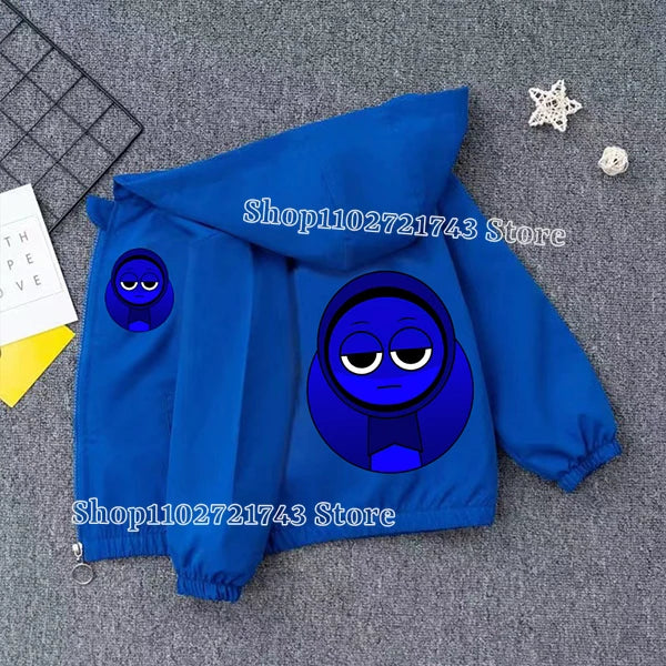 Veste Imperméable Sprunki Enfant - Coupe-Vent Cartoon Automne Hiver