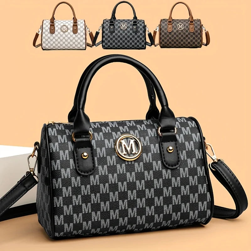 Sac à Main Femme Petit avec Logo M Doré - Bandoulière Crossbody Cuir Synthétique