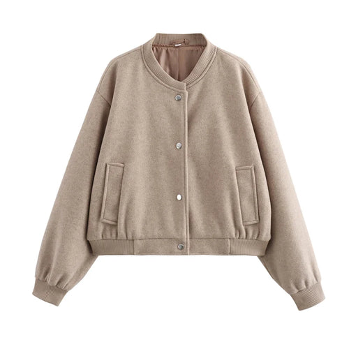 Veste Bomber Femme 2025 – Coupe Courte Tendance, Coloris Beige ou Noir