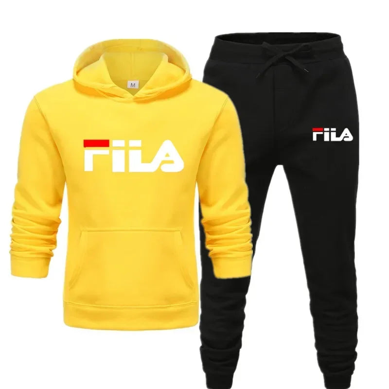 A new men's Spring and Autumn 2025 pullover hoodie + sweatpants two-piece fitness, fashion and casual jogging set