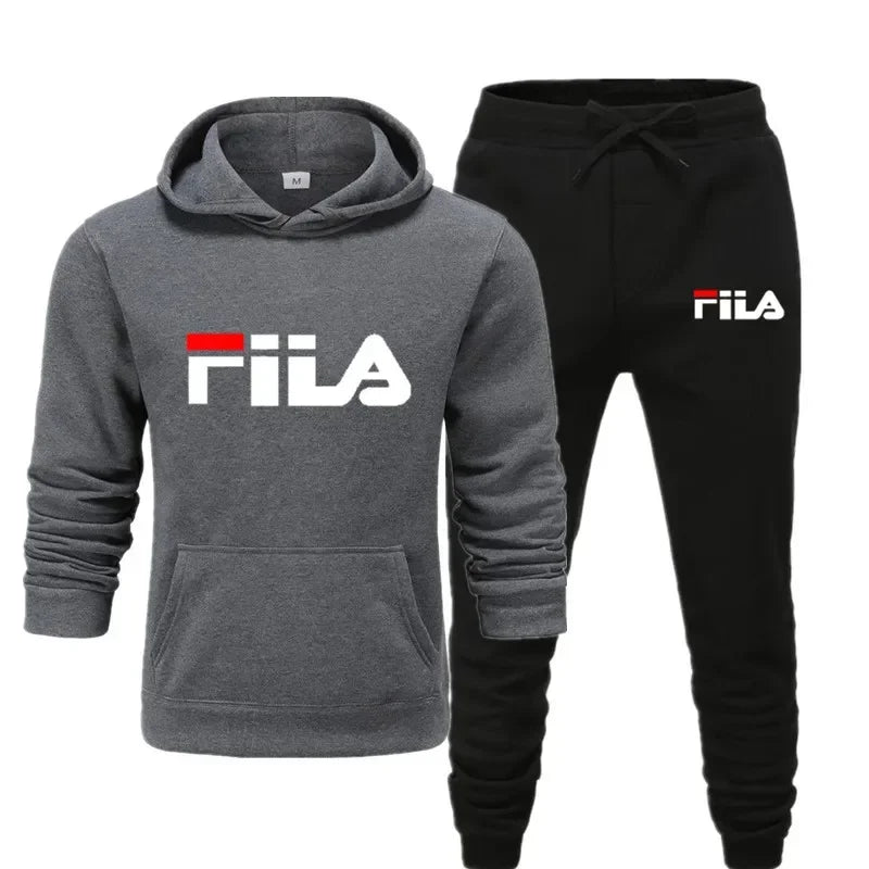 A new men's Spring and Autumn 2025 pullover hoodie + sweatpants two-piece fitness, fashion and casual jogging set