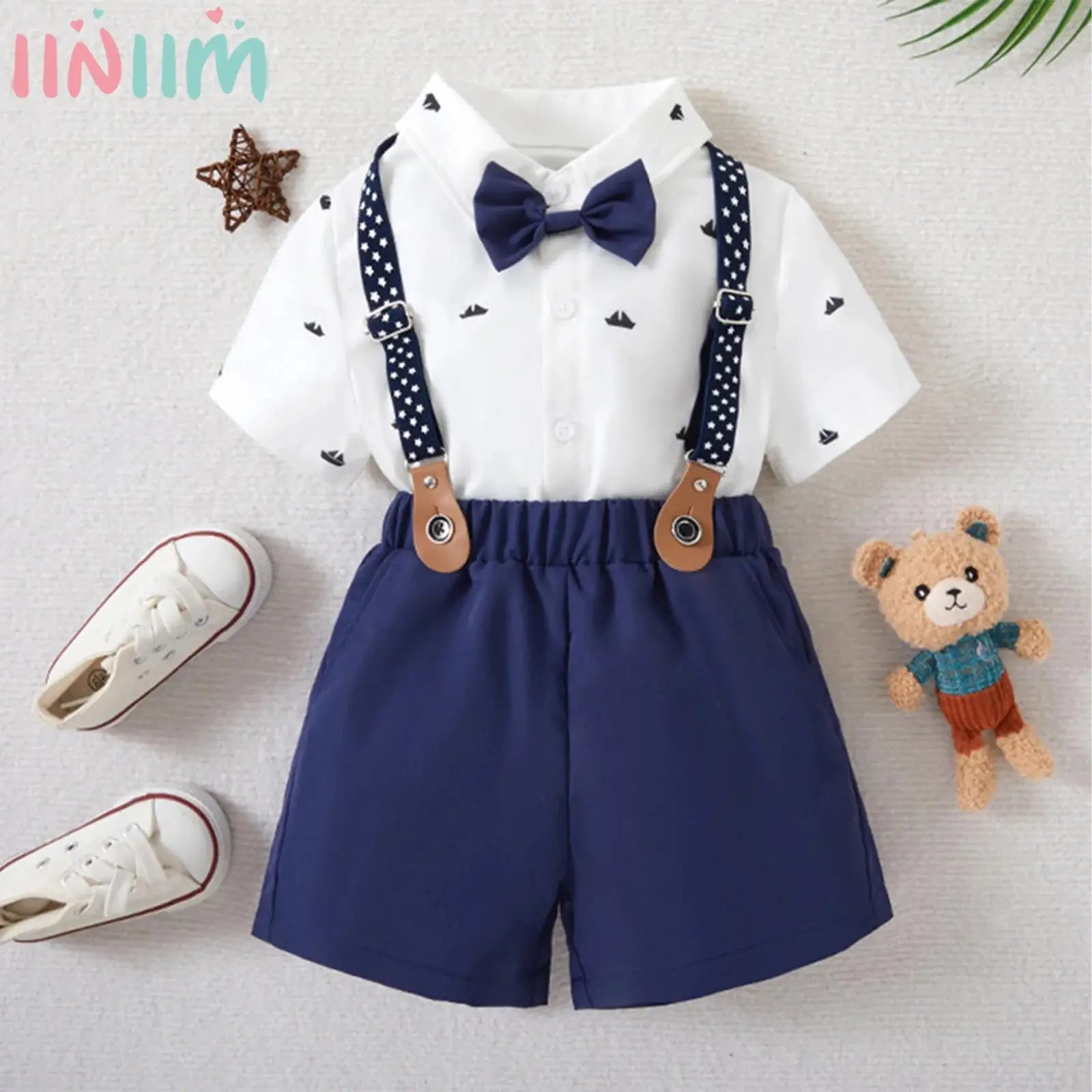 Costume Garçon Élégant – Ensemble 4 pièces (Chemise, Gilet, Short & Noeud Papillon) | Tenue Mariage, Anniversaire & Cérémonie (7-13 ans)