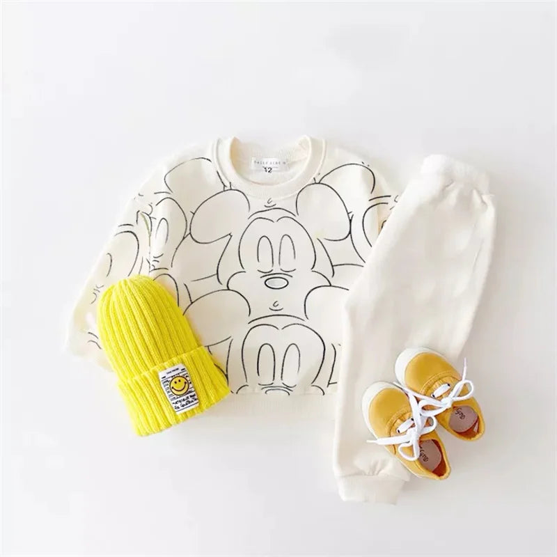 Ensemble Bébé 2 Pièces – Sweat + Pantalon Motif Cartoon (1-3 ans)