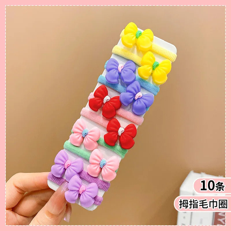 Lot de 10 Élastiques Cheveux Enfant – Colorés, Élastiques et Accessoires Mignons pour Filles