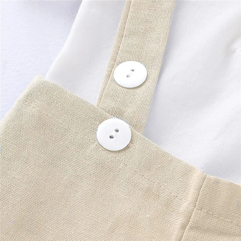 Tenue élégante bébé garçon – Body coton + bretelles & nœud papillon – 0 à 24 mois