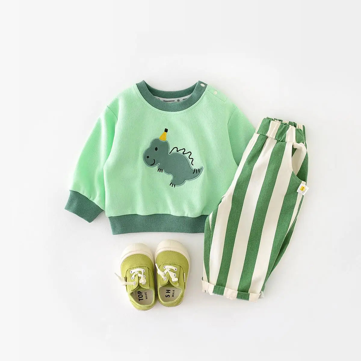 Ensemble Bébé 2 Pièces – Pantalon Rayé + Sweat Coton (1-3 ans)