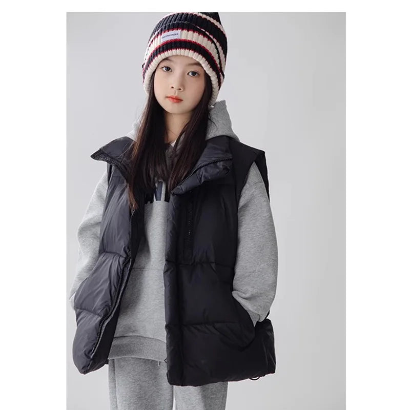Gilet Sans Manches Enfant - Veste Chaude Automne Hiver 4-12 Ans