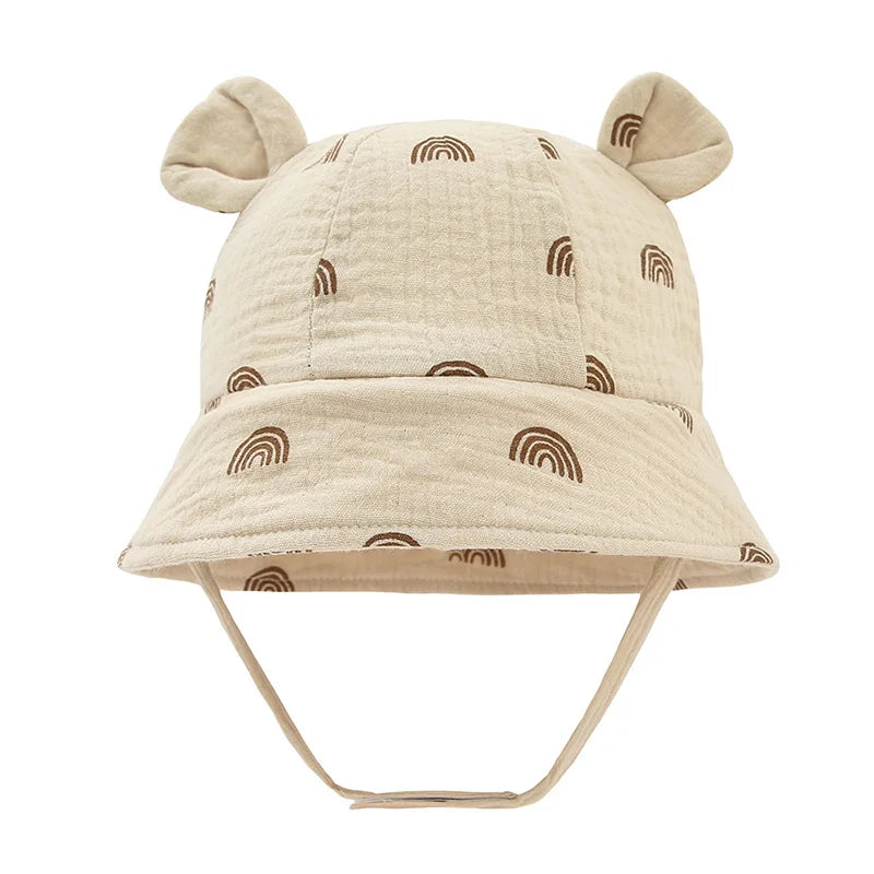 Chapeau Bébé en Coton – Casquette Bob avec Oreilles 🐻 | Protection Soleil – 3 à 12 mois