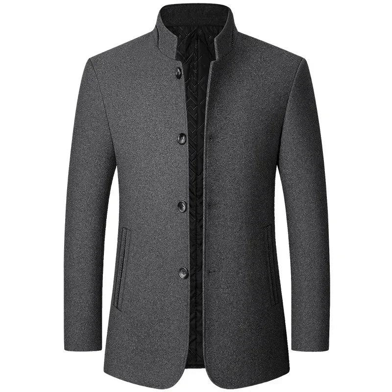 Manteau Homme Hiver BROWON - Style Chinois Col Montant Laine 2025