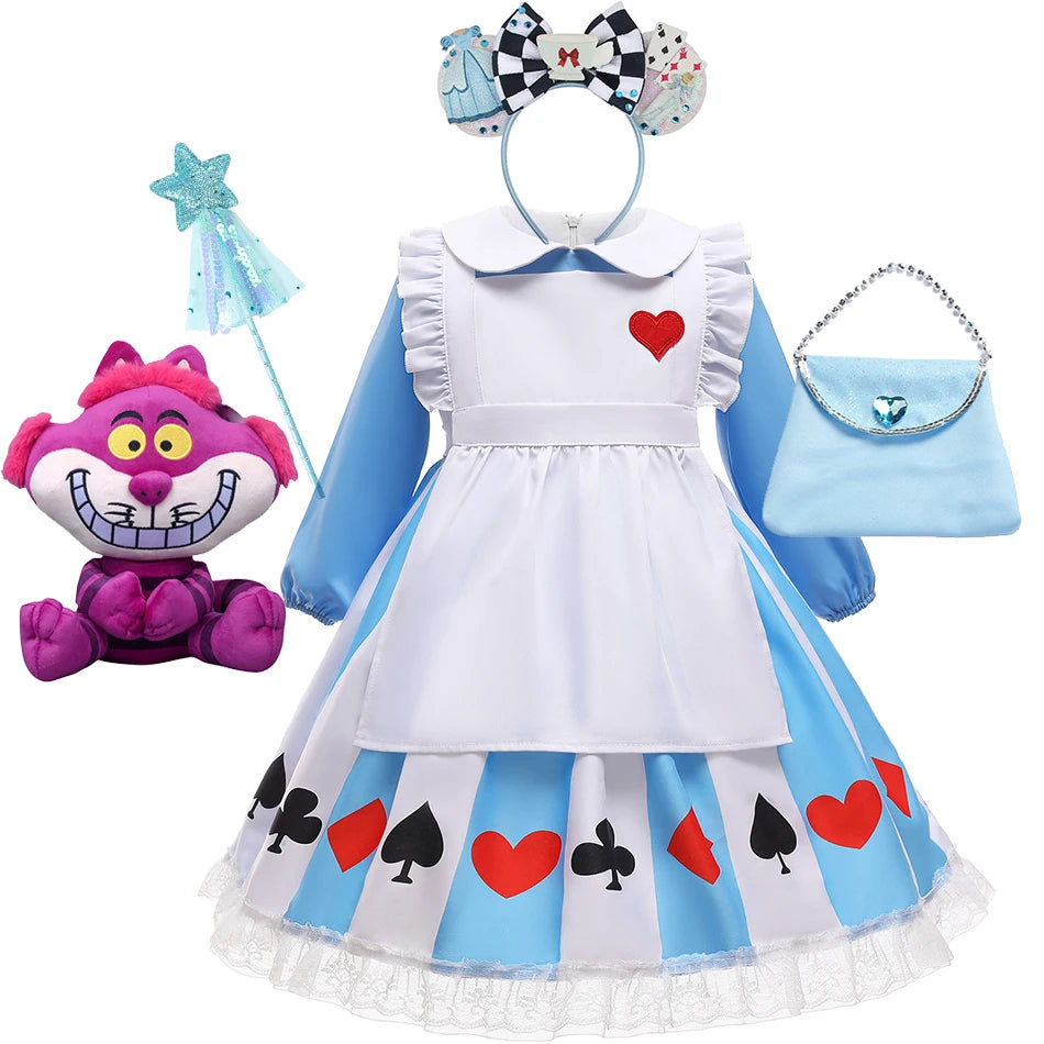 Robe Fille Pamabibi à Col Claudine – Manches Longues, Motif Imprimé, Style Original