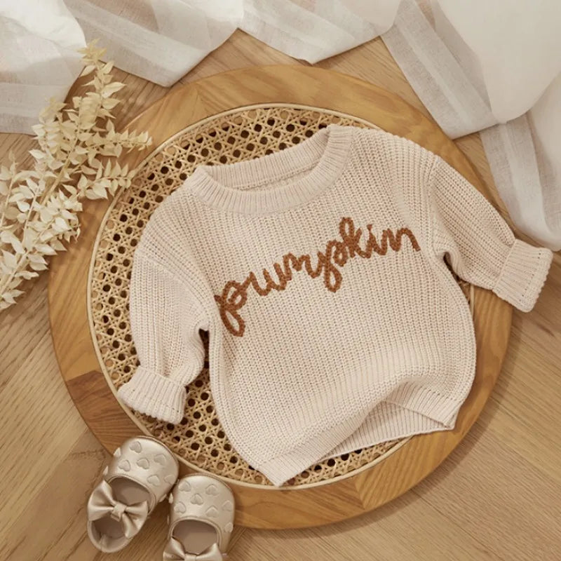 Pull Tricoté Bébé & Enfant – Automne/Hiver – Style Citrouille 🎃 Confort & Douceur