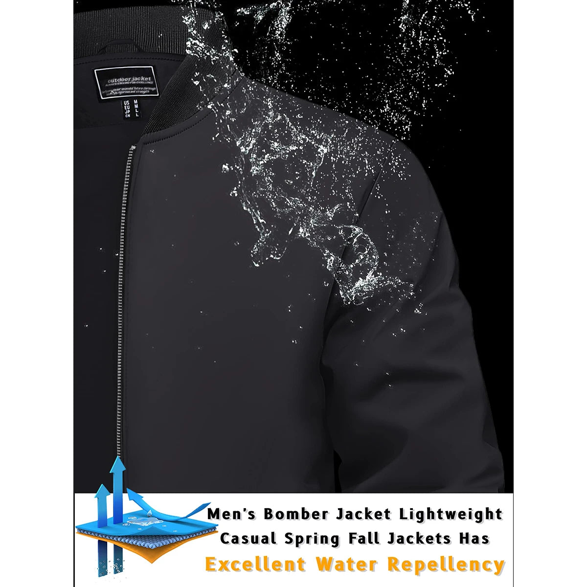 Veste Homme Bomber Légère - Coupe-Vent Imperméable Sport Outdoor