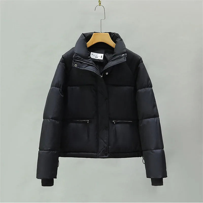 Manteau d'Hiver Femme Matelassé 2025 - Parka Courte Col Montant Chaud