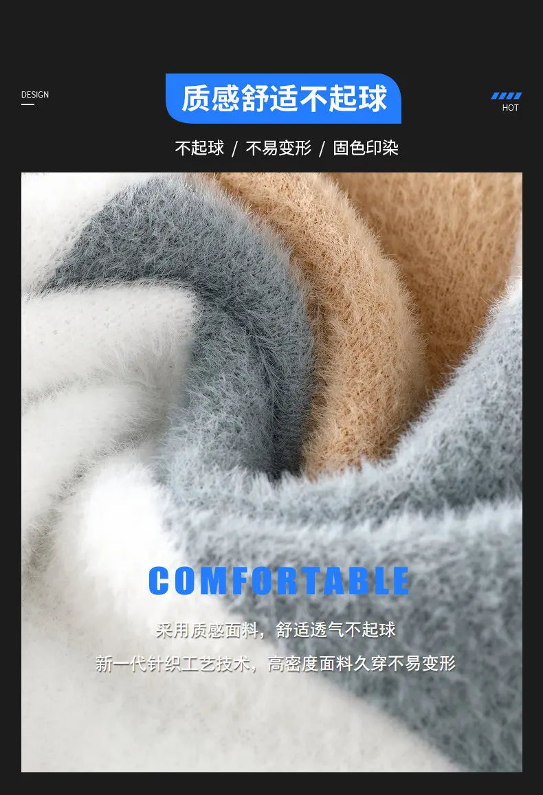 Pulls hommes 2025 Motif de lettres d’hiver Pull épais pour hommes Pulls de jeunes étudiants automne Pulls en laine pour hommes pleine taille S-3XL