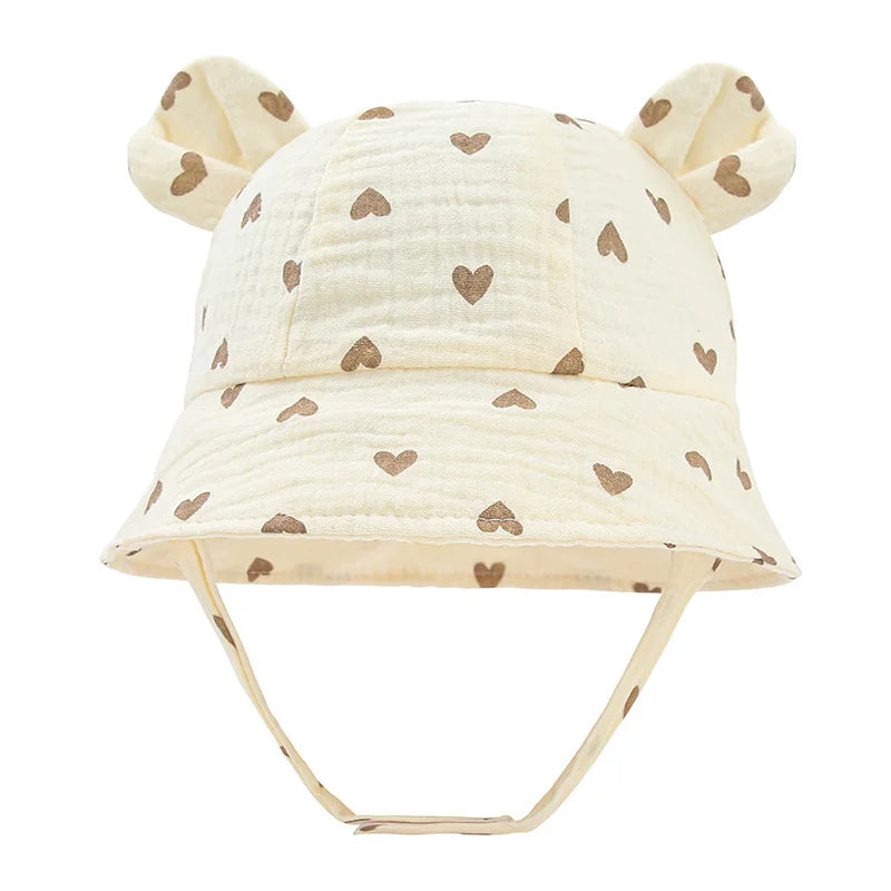 Chapeau Bébé en Coton – Casquette Bob avec Oreilles 🐻 | Protection Soleil – 3 à 12 mois